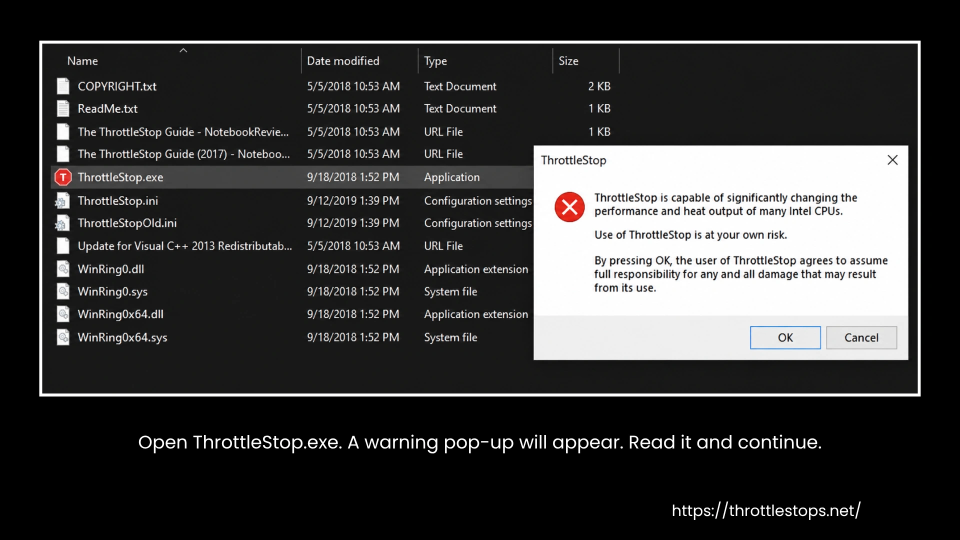 ThrottleStop Warning Pop Up ThrottleStop Warning Pop Up